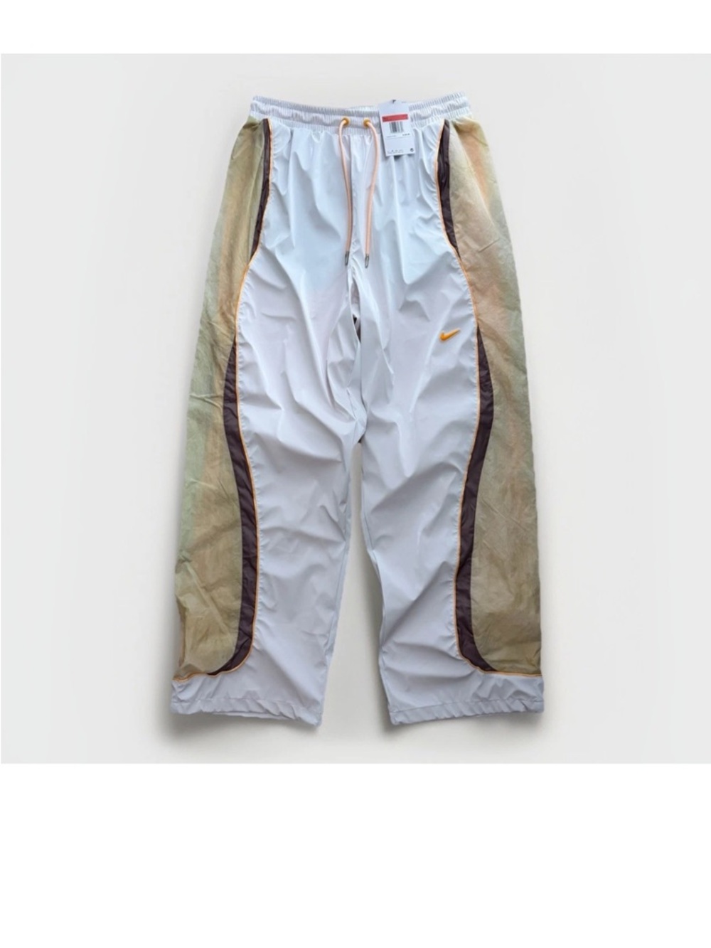 Nike White Track Pants with Tan Side Panels